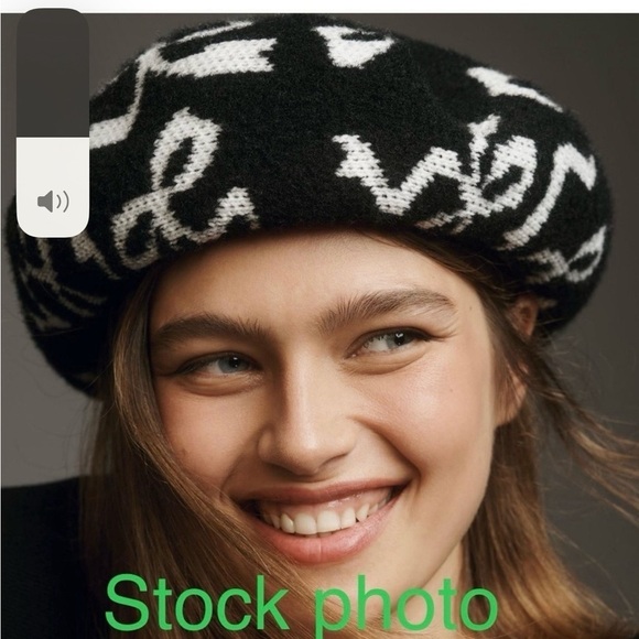 NWT Anthropologie Black & White Maeve Icon Beret - One Size Adjustable - Picture 2 of 7